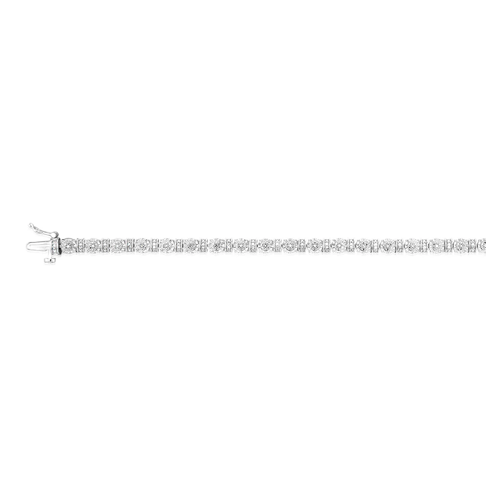 Sterling Silver 1/5 Carat Diamond 18cm Bracelet - Image 2