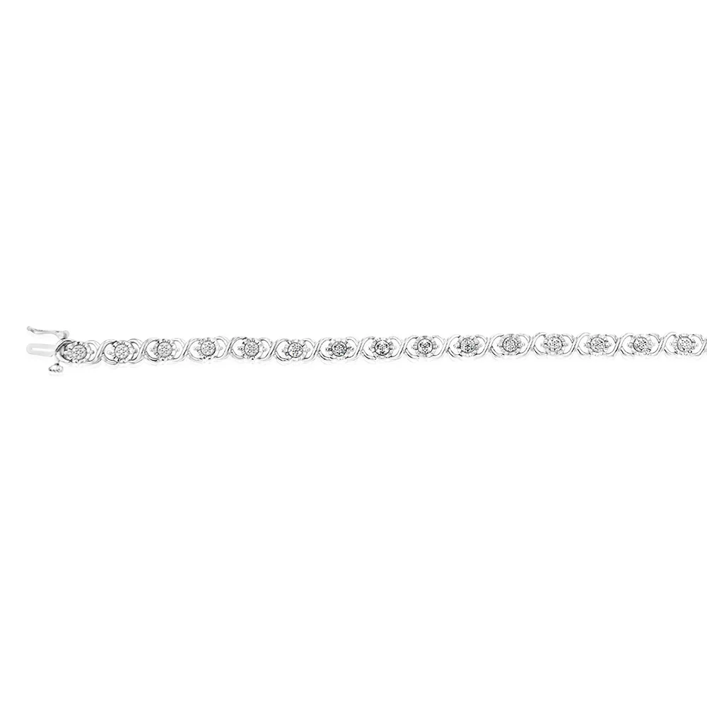 Sterling Silver 1/5 Carat Diamond 20.5cm Bracelet - Image 2