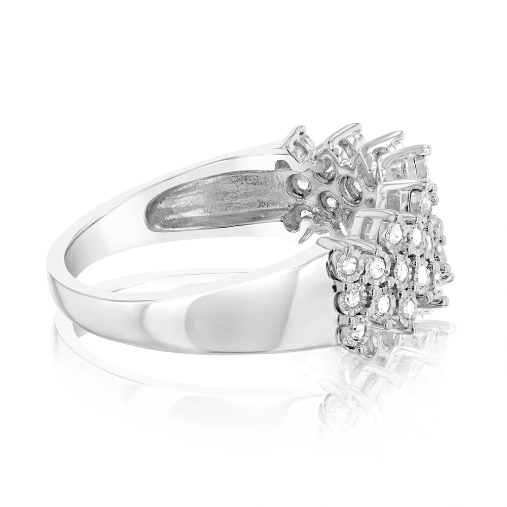 Sterling Silver  1/5 Carat Diamond Cluster Ring - Image 2