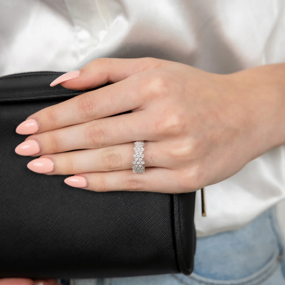 Sterling Silver  1/5 Carat Diamond Cluster Ring - Image 3