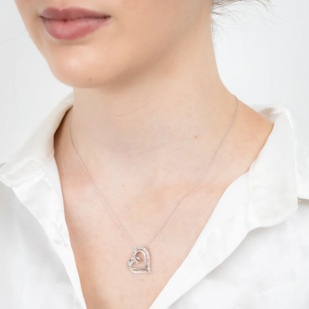 Sterling Silver 1/5 Carat Diamond Double Heart Pendant on 45cm Chain1/5 Carat Diamond - Image 2
