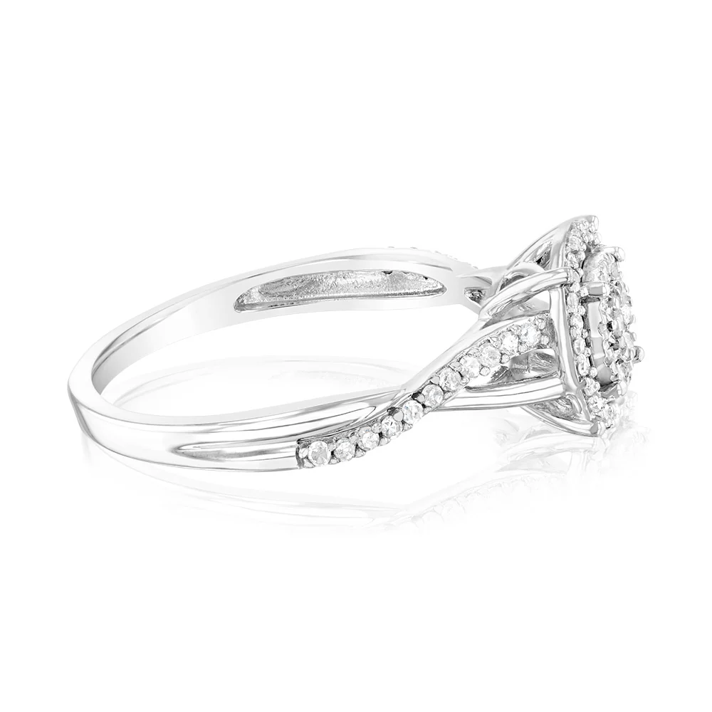 Sterling Silver 1/5 Carat Diamond Round Shaped Wrapped Band Ring - Image 2