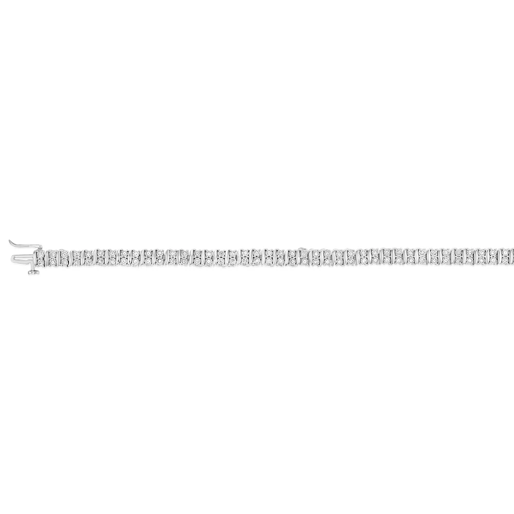 Sterling Silver 1 Carat 18cm Diamond Bracelet - Image 2