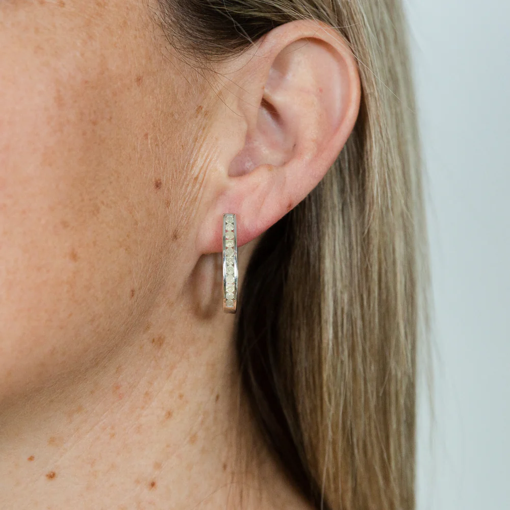 Sterling Silver 1 Carat Diamond Hoop Earrings - Image 2