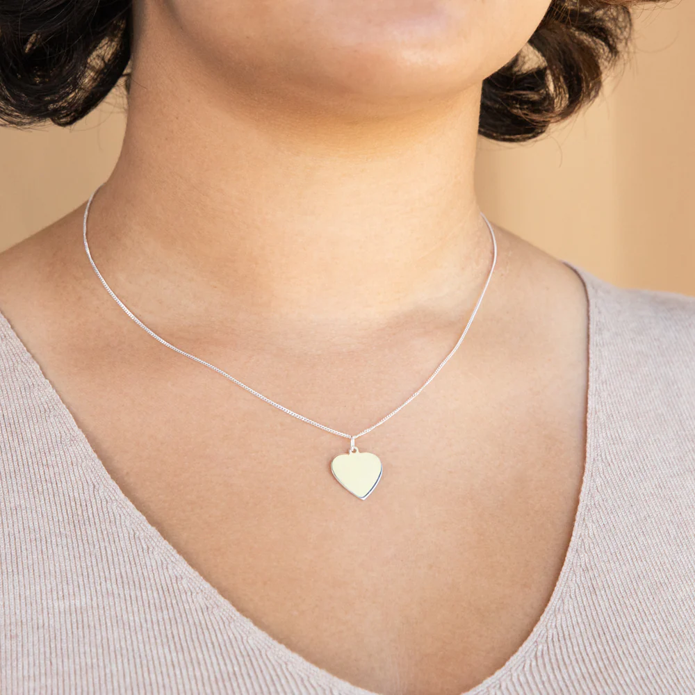 Sterling Silver 15mm Flat Heart Pendant - Image 2