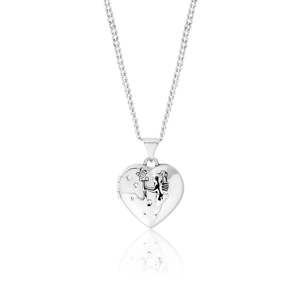 Sterling Silver 15mm Zirconia Fairy Wishes Heart Locket - Image 2