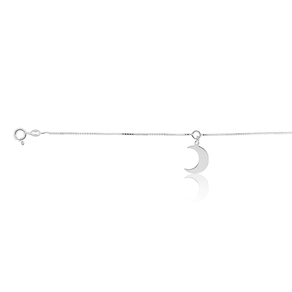 Sterling Silver 18cm+2cm Crescent Moon Bracelet - Image 2