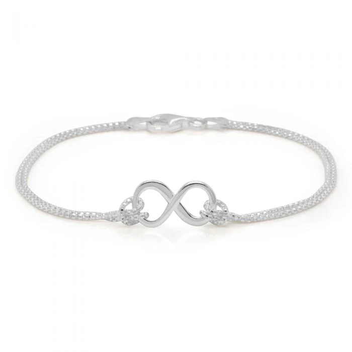 Sterling Silver 19cm Double Strand Infinity Bracelet - Image 3