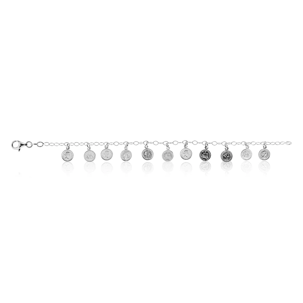 Sterling Silver 19cm Multi Coin Bracelet - Image 2