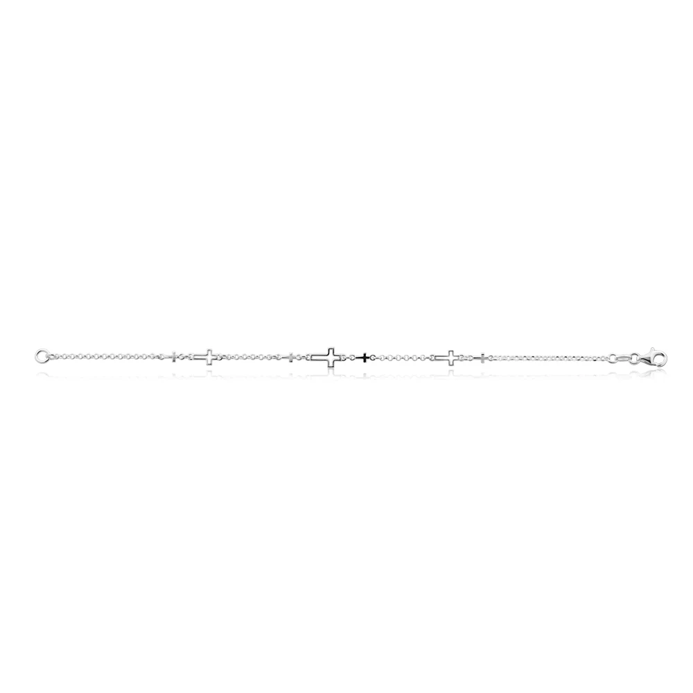 Sterling Silver 19cm Multi Cross Bracelet - Image 2