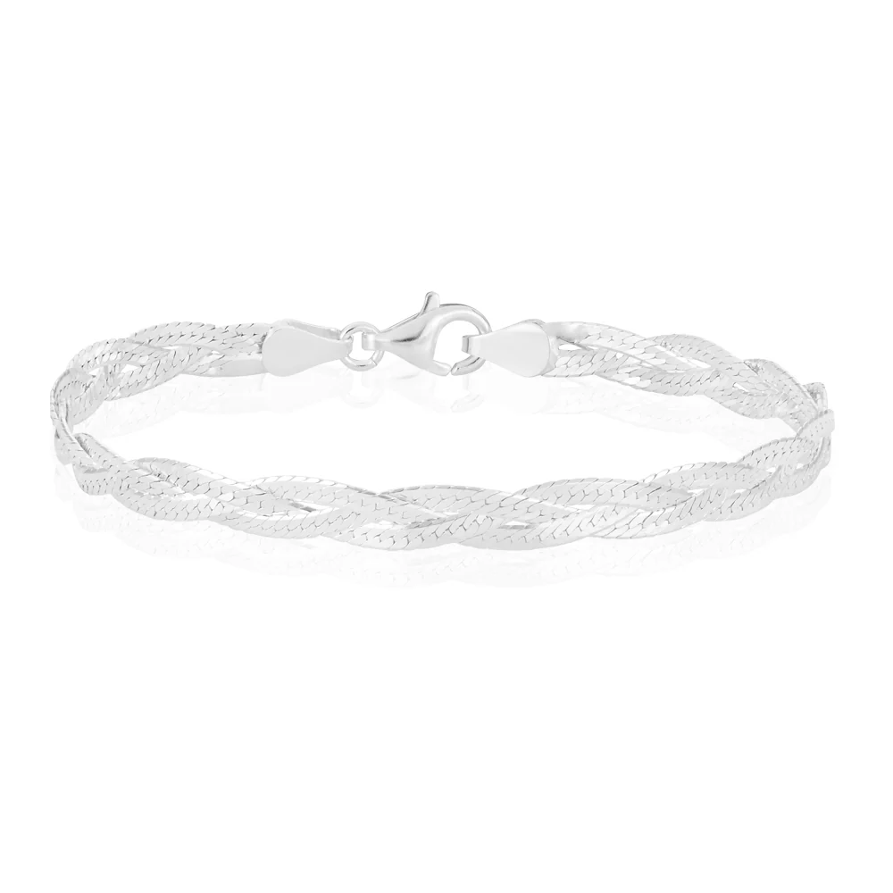 Sterling Silver 19cm Polished Plait Bracelet - Image 2