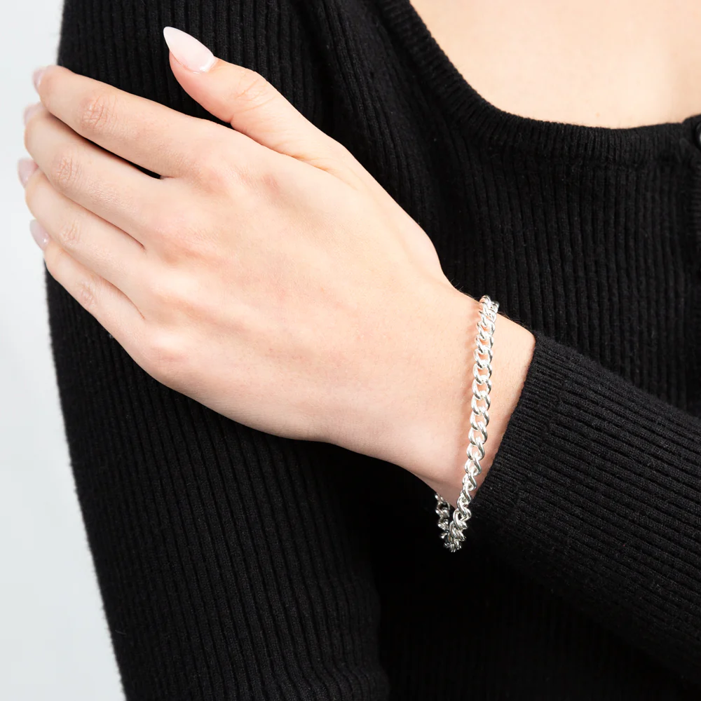 Sterling Silver 19cm Rounded Curb Bracelet - Image 3