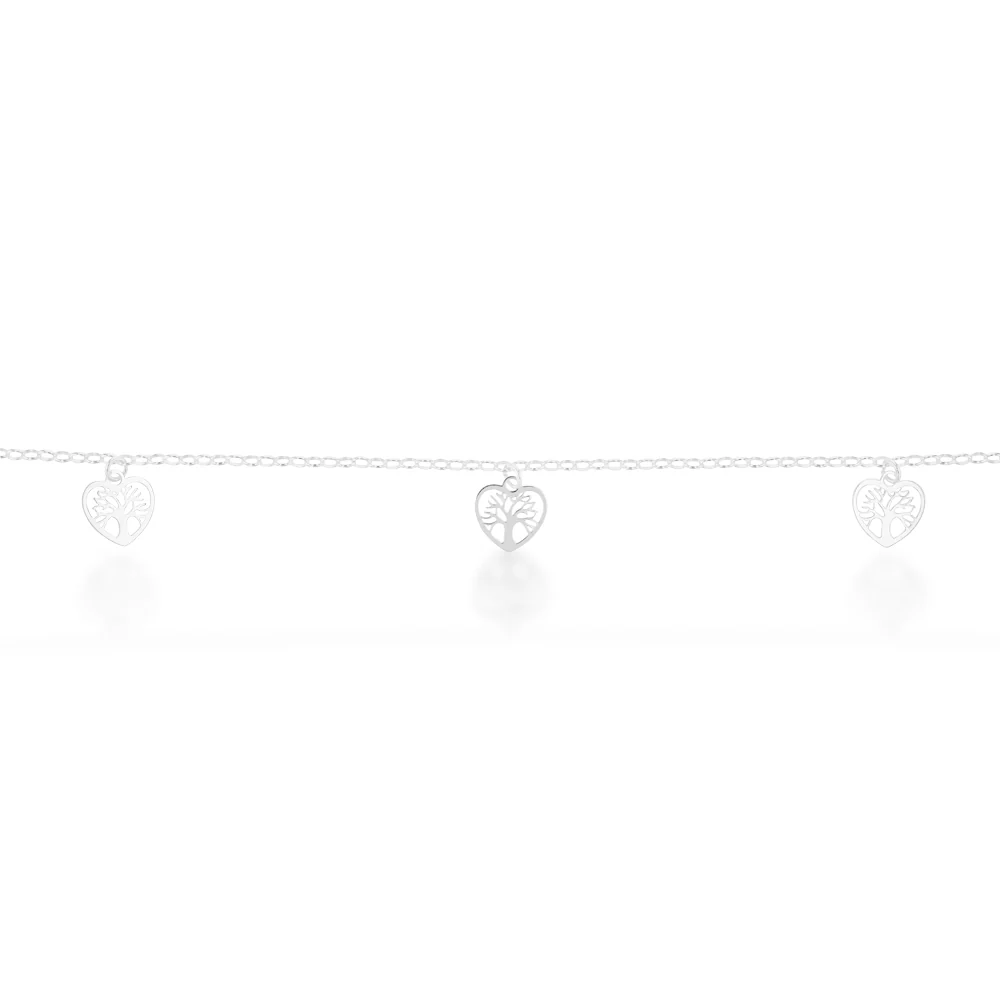 Sterling Silver 19cm Tree of Life Heart Charm Bracelet - Image 2