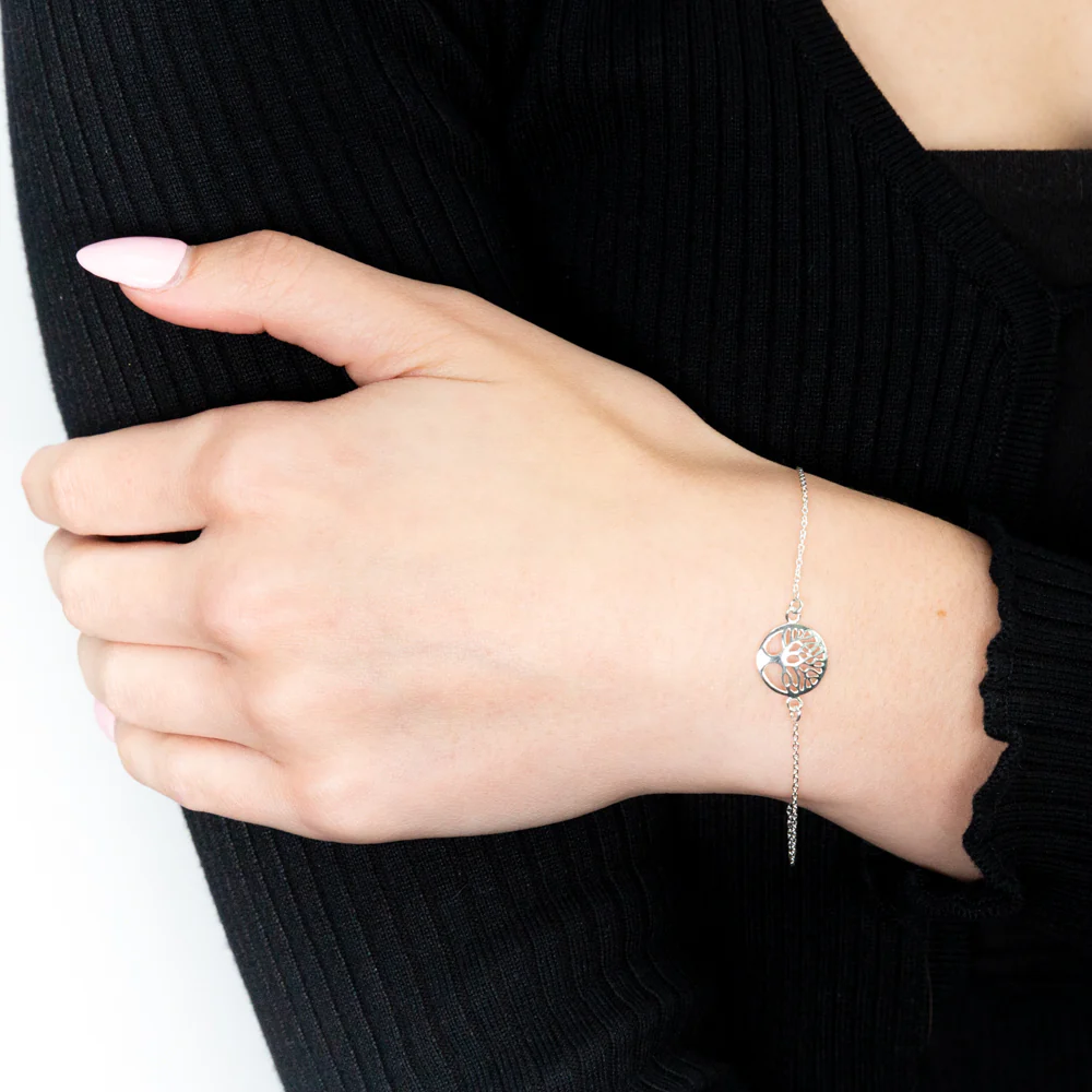 Sterling Silver 19cm Tree Of Life Round Trace Bracelet - Image 3