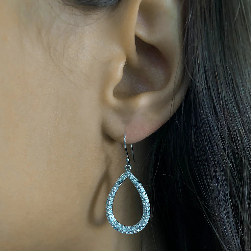 Sterling Silver 1x Diamond and Zirconia Drop Earrings - Image 2