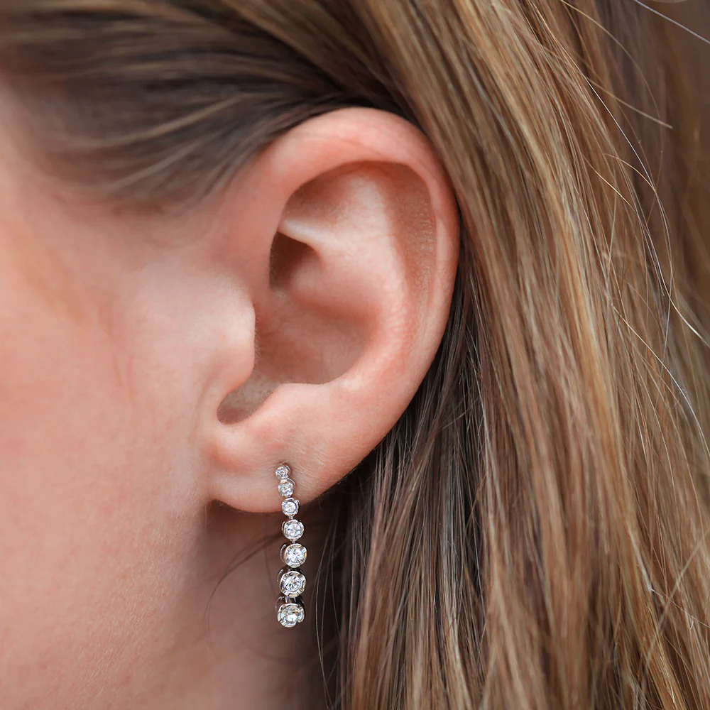 Sterling Silver 1x Diamond and Zirconia Graduated Drop Earrings - Image 3