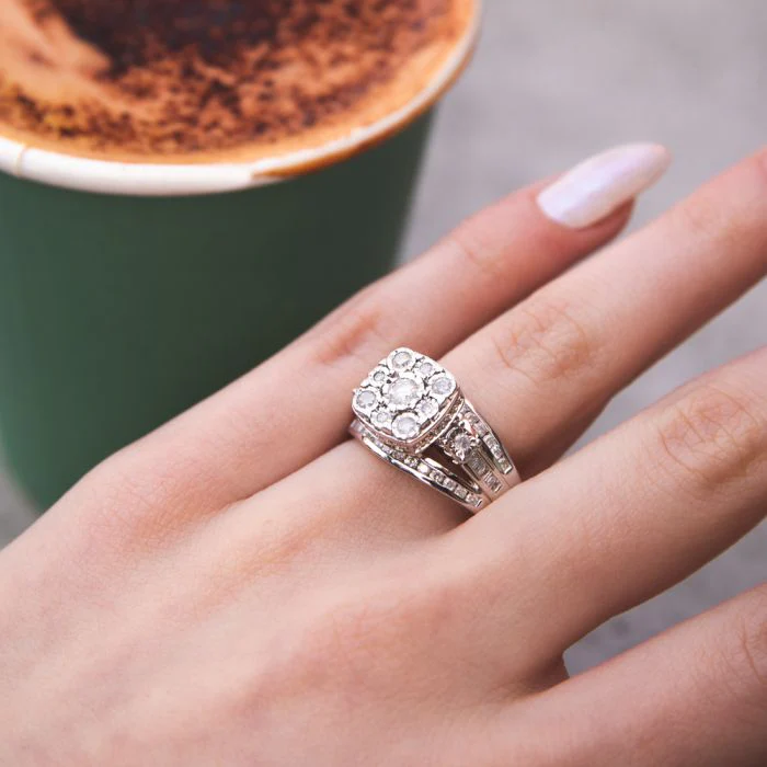 Sterling Silver 2 Carat Cushion Shape Diamond Dress Ring - Image 2
