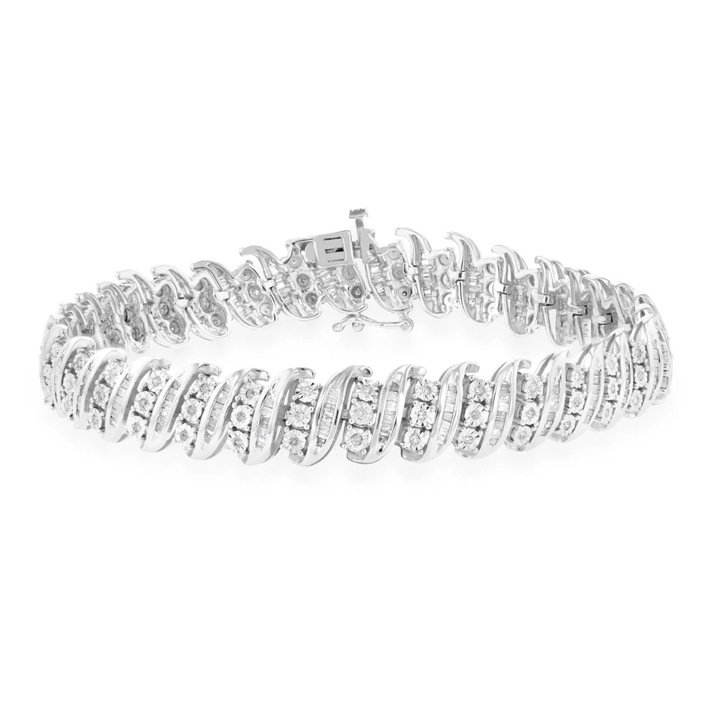 Sterling Silver 2 Carat Diamond 19.5cm  Bracelet - Image 3