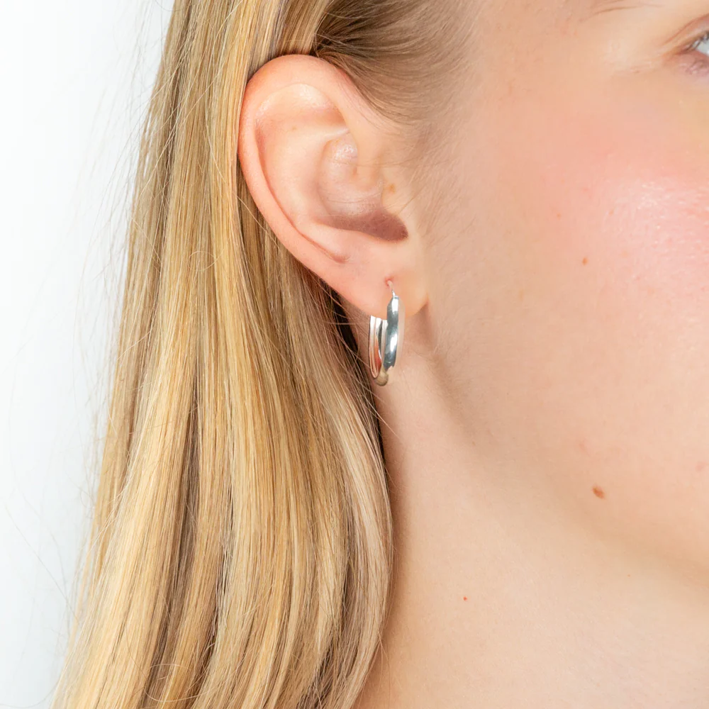 Sterling Silver 20mm Half Round Hoops - Image 2