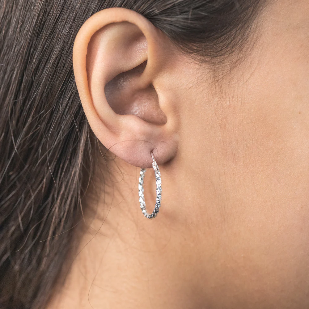 Sterling Silver 21mm Fancy Hoops - Image 2