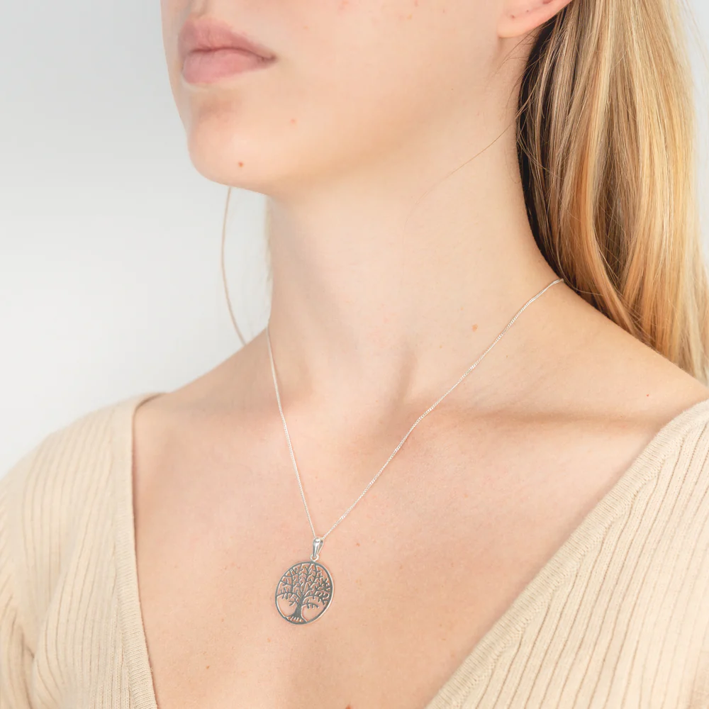 Sterling Silver 23mm Round Tree of Life Pendant - Image 2