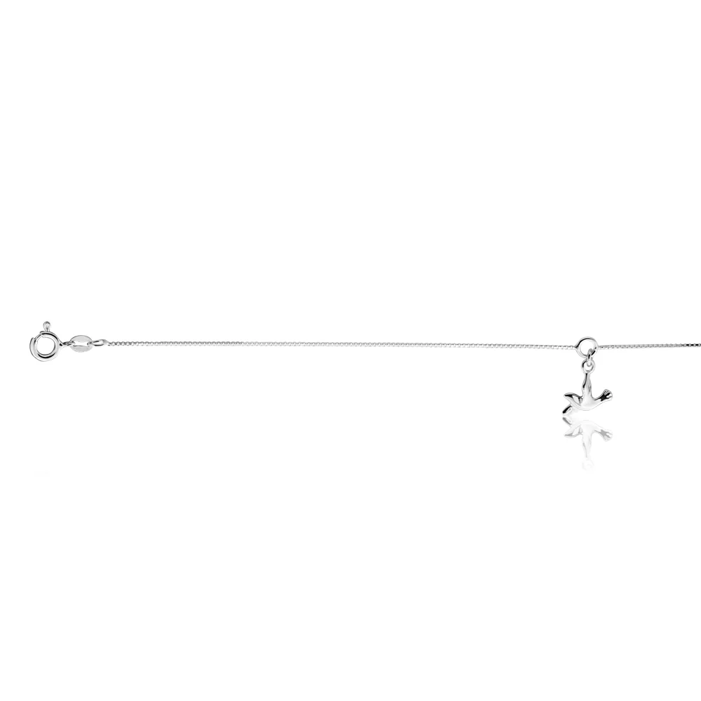Sterling Silver 26cm Dove Charm Anklet - Image 2