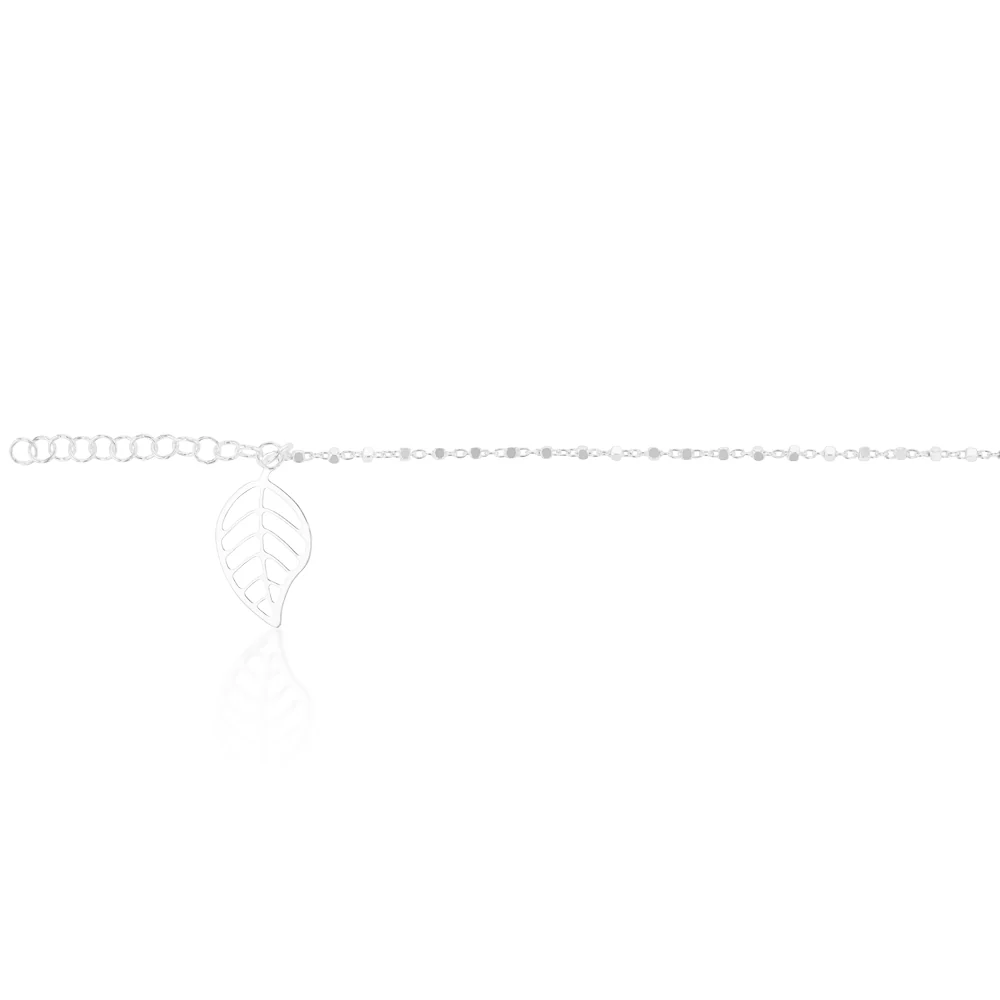 Sterling Silver 26cm Leaf Drop Anklet - Image 2