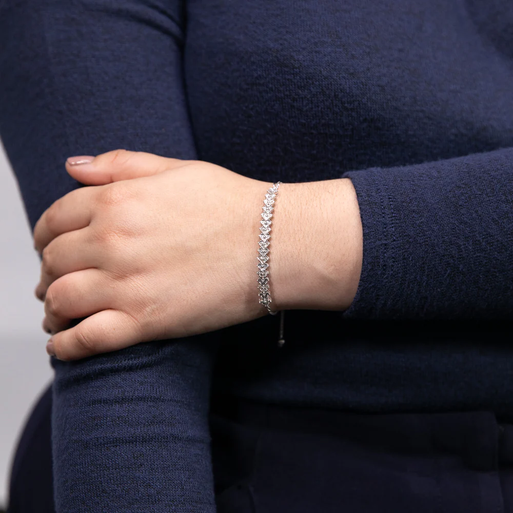 Sterling Silver 27 Diamonds Slider Bracelet - Image 3