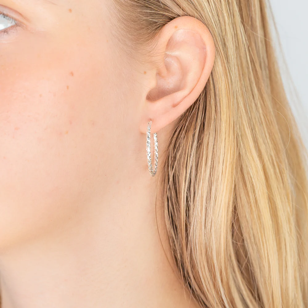 Sterling Silver 27mm Fancy Hoops - Image 2
