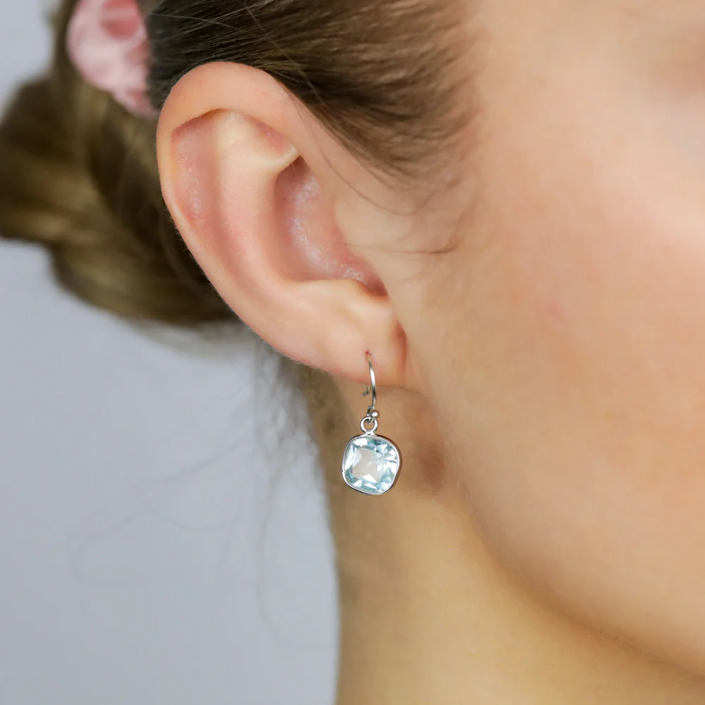 Sterling Silver 3 Carat Blue Topaz Drop Earrings - Image 2
