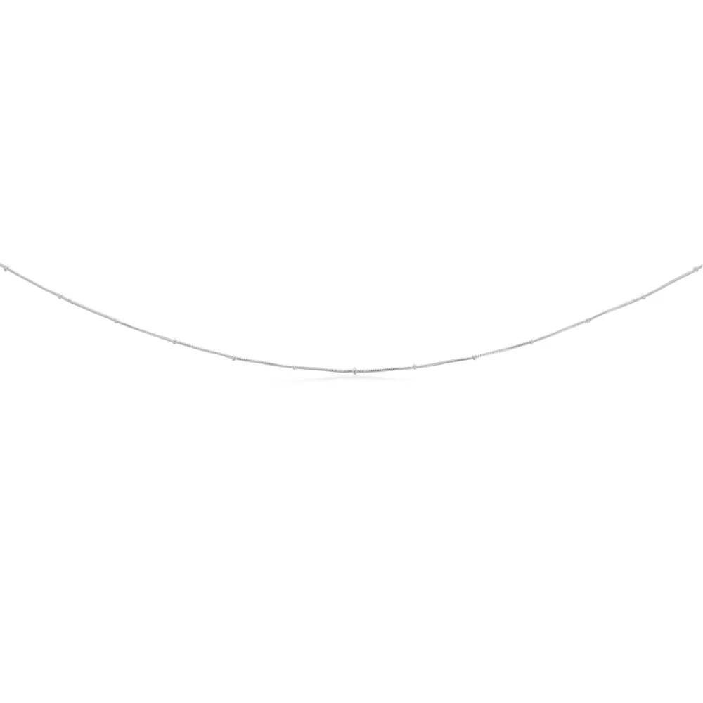 Sterling Silver 35 Gauge 45cm Ball Station Snake Chain - Image 2