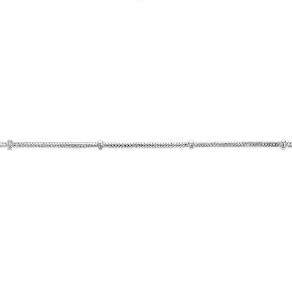 Sterling Silver 35 Gauge 45cm Ball Station Snake Chain - Image 3