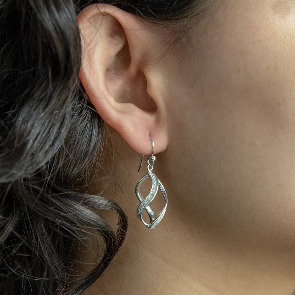 Sterling Silver 36mm Stardust Drop Earrings - Image 2