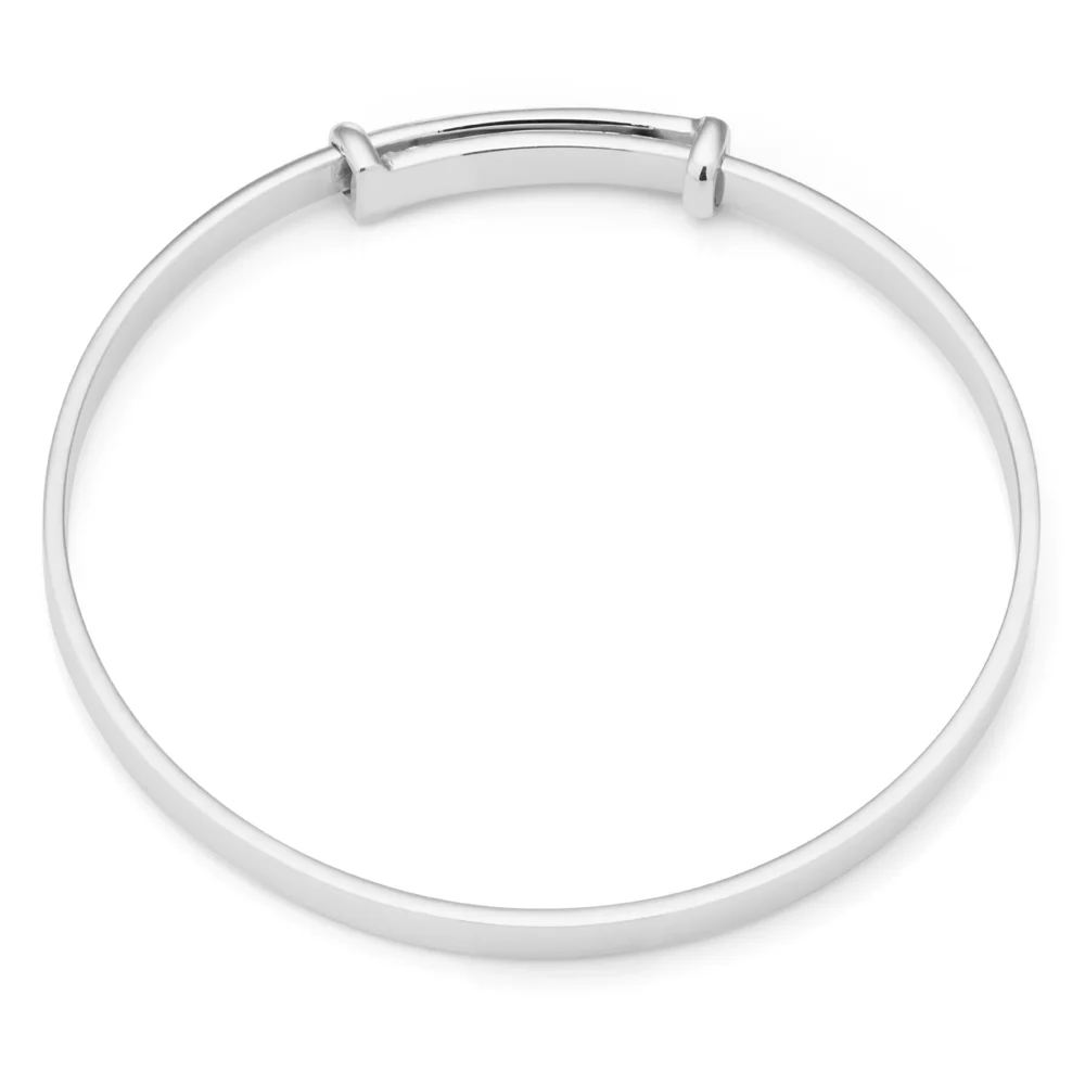 Sterling Silver 3mm Flat Baby Bangle Expandable 34-48mm - Image 2