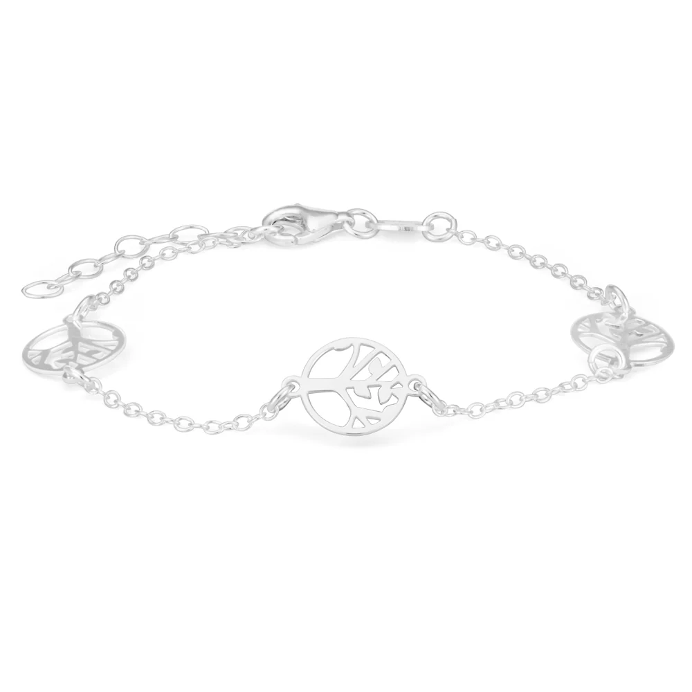 Sterling Silver 3Tree of Life Charm 19cm Bracelet - Image 2
