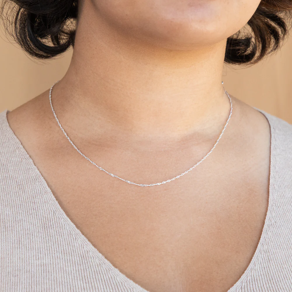Sterling Silver 45cm 25 Gauge Singapore Chain - Image 3