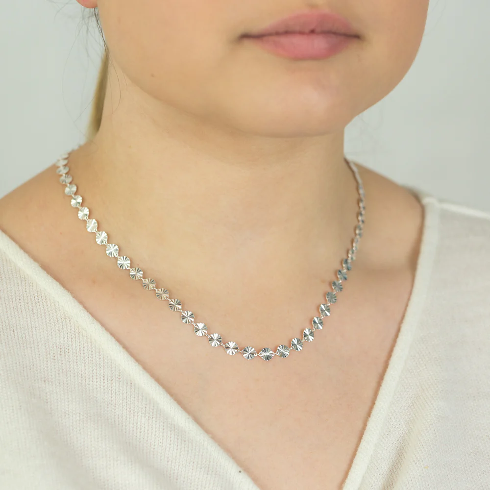 Sterling Silver 45cm Fancy Dicut Necklace - Image 3