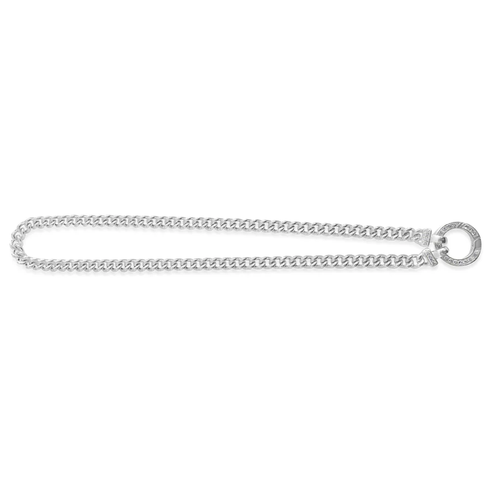 Sterling Silver 45cm Zirconia Fancy Boltring Curb Chain - Image 4