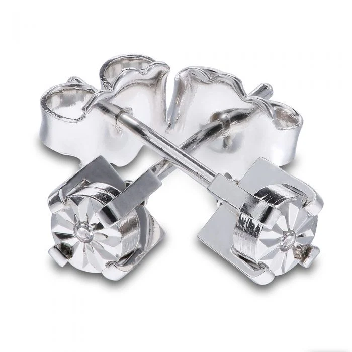 Sterling Silver 4mm Diamond Stud Earrings - Image 2