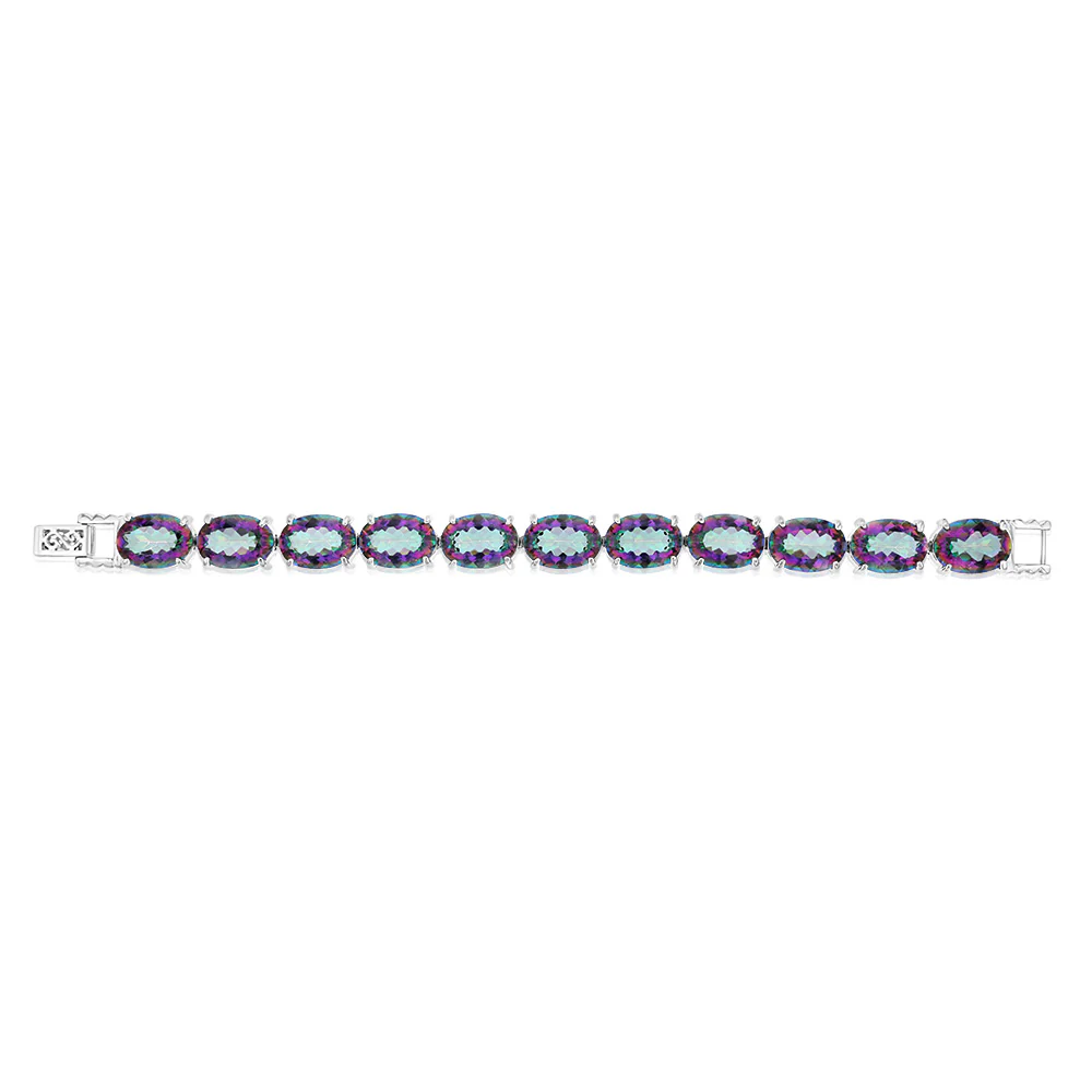 Sterling Silver 55 Carat Mystic Quartz Tennis Bracelet - Image 2