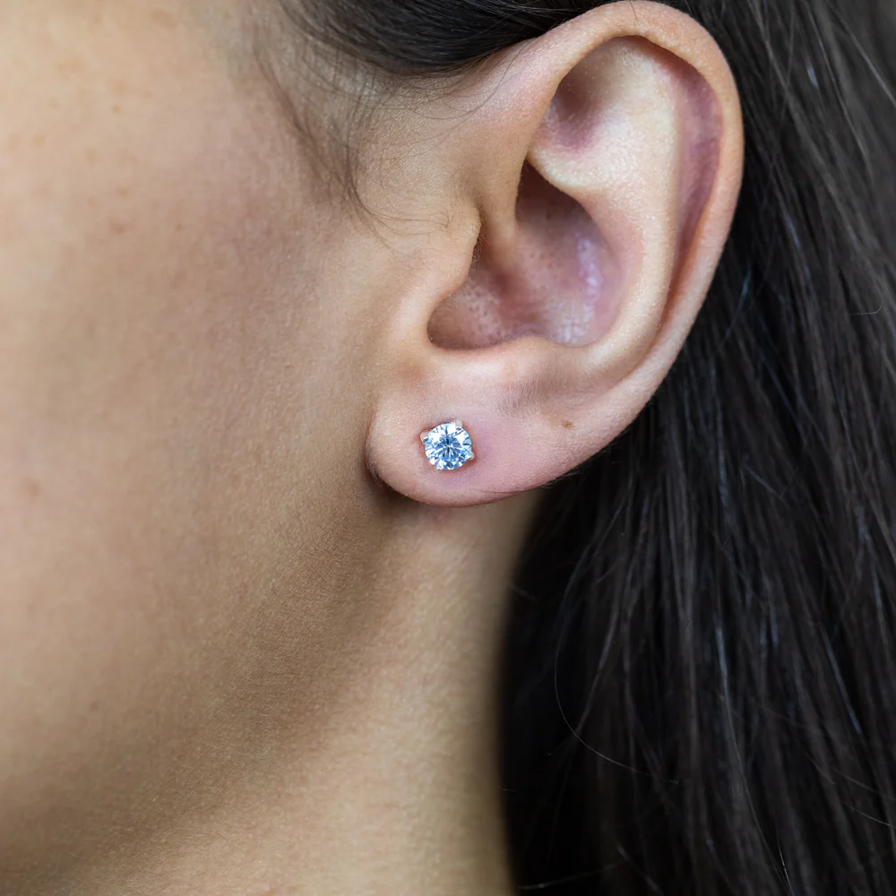 Sterling Silver 5mm 4 Claw Zirconia Stud Earrings - Image 2