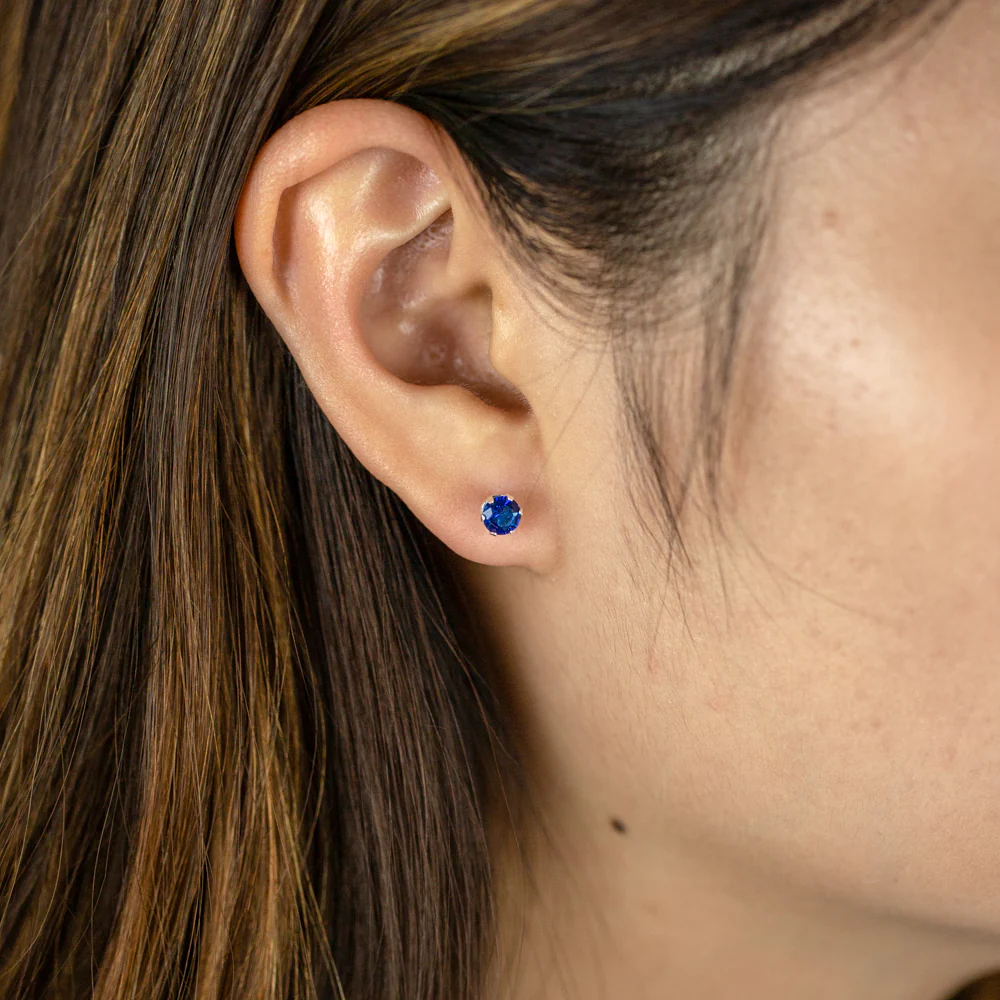 Sterling Silver 5mm 6 Claw Blue Crystal Studs - Image 2