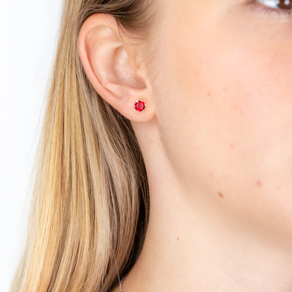 Sterling Silver 5mm 6 Claw Red Crystal Studs - Image 2