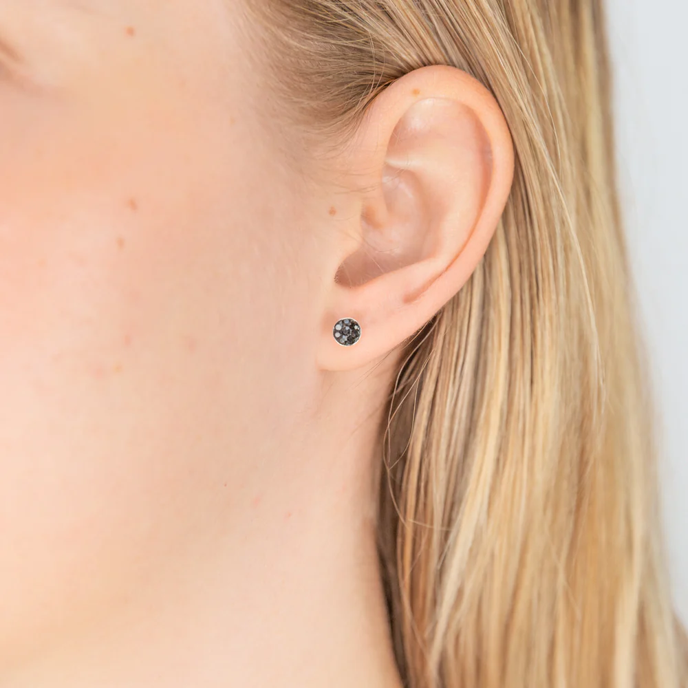 Sterling Silver 5mm Black Crystal Stud Earrings - Image 2