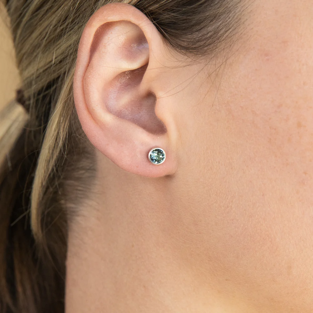 Sterling Silver 5mm Blue Swarovski Crystal Stud Earrings   *colours may vary* - Image 2