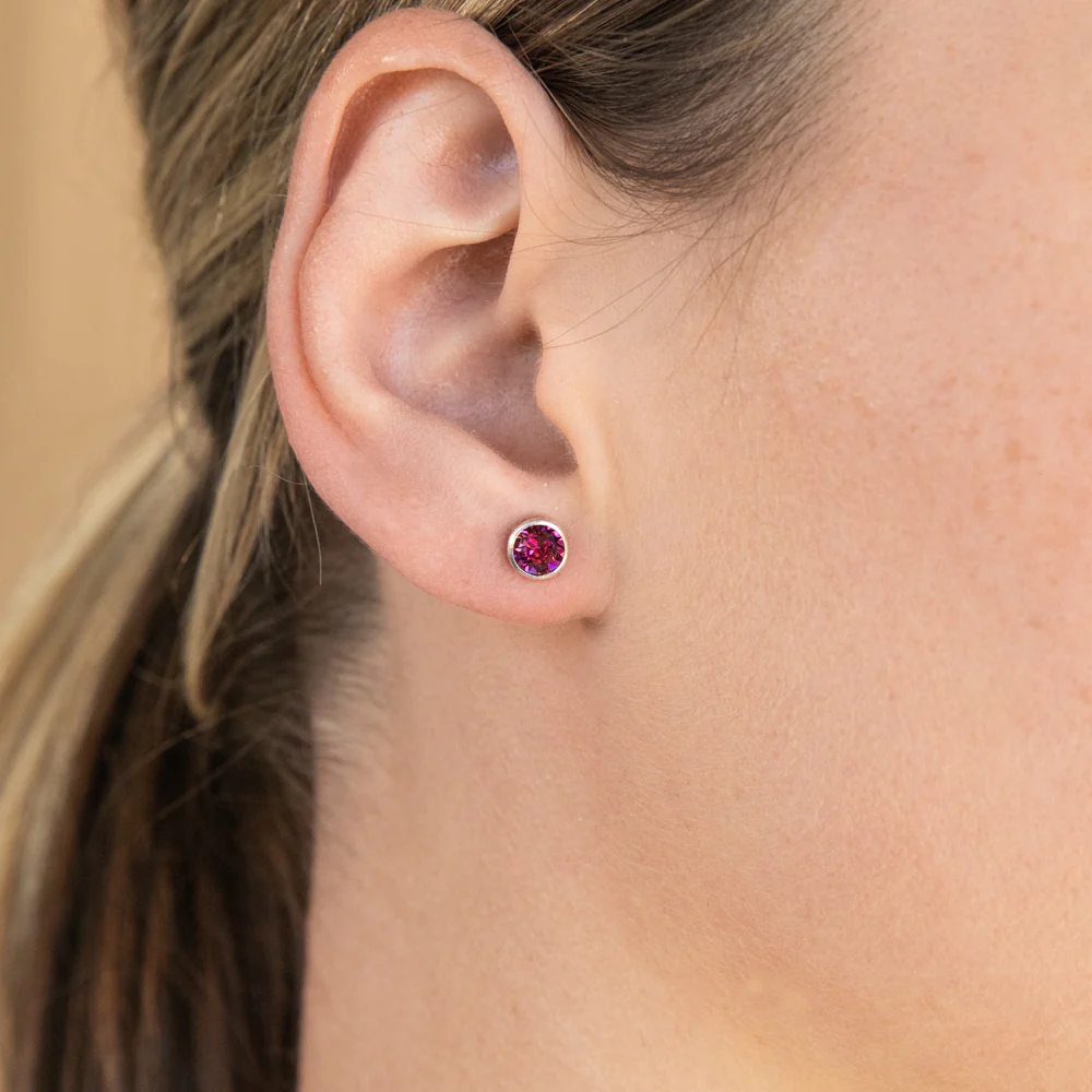 Sterling Silver 5mm Pink Swarovski Crystal Stud Earrings   *colours may vary* - Image 2