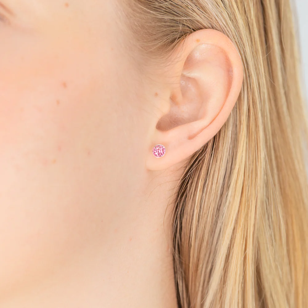 Sterling Silver 5mm Rose Crystal Stud Earrings - Image 2