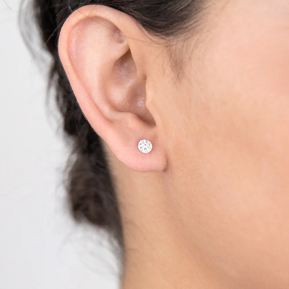 Sterling Silver 5mm White Crystal Stud Earrings - Image 2