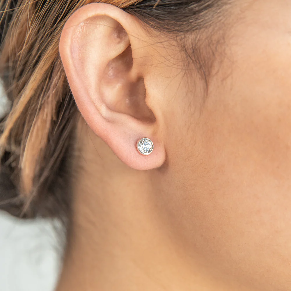 Sterling Silver 5mm White Swarovski Crystal Stud Earrings - Image 2