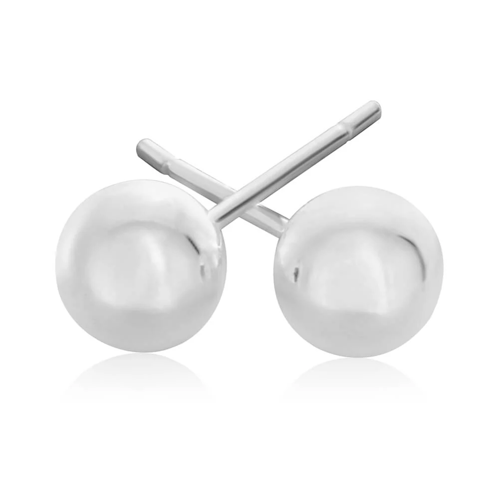 Sterling Silver 6mm Plain Ball Stud Earrings - Image 2